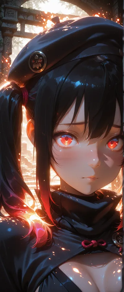 Fondo de pantalla anime de chica con ojos rojos