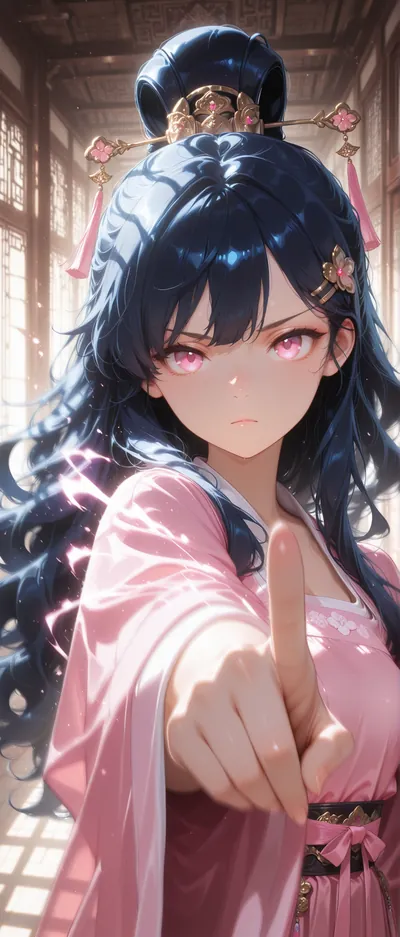 Fondo de pantalla de personaje anime en tonos rosas